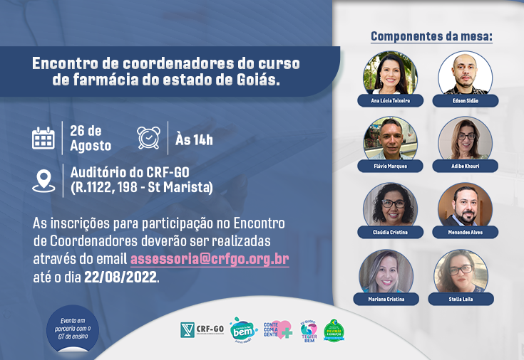 CRF-GO | Encontro de coordenadores do curso de farmácia do estado de Goiás. 