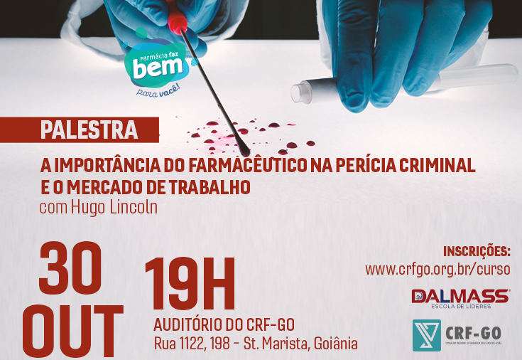 CRF-GO | CRF-GO realiza palestra sobre atuação do farmacêutico na perícia criminal
